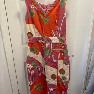 Floral Sleeveless Dress in Pink and Orange